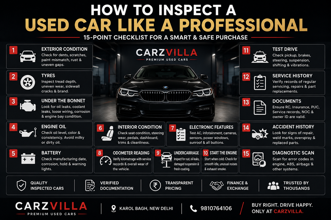 How to Inspect a Used Car Like a Professional | Complete Used Car Inspection Guide | Carzvilla