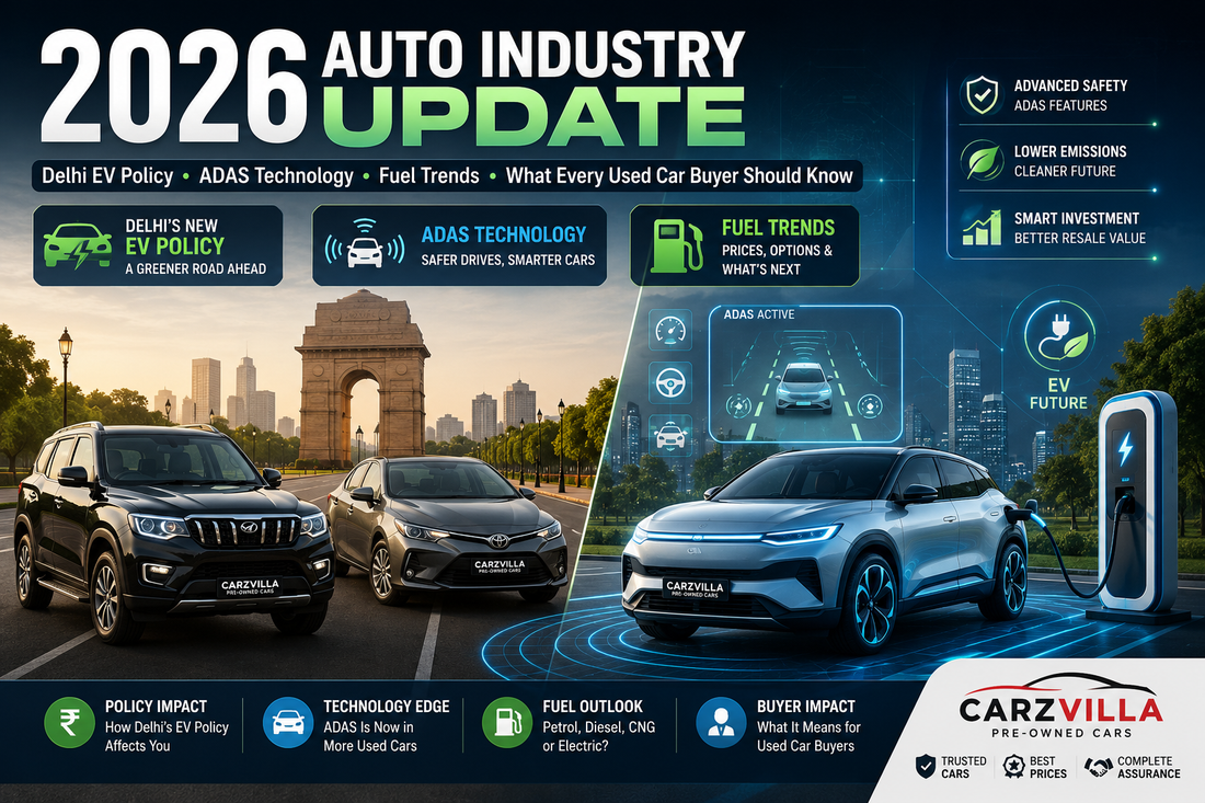 2026 Auto Industry Update: How Delhi’s New EV Policy, ADAS Technology & Fuel Trends Will Impact Used Car Buyers