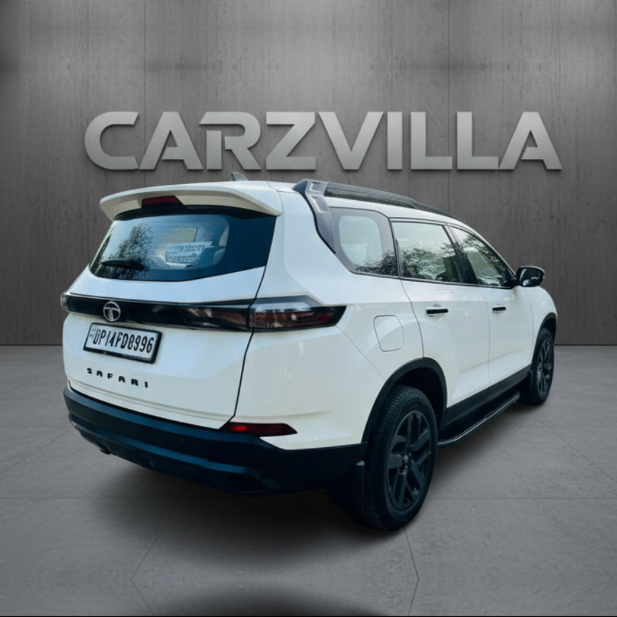 White SUV with 'CARZVILLA' branding on a gray background
