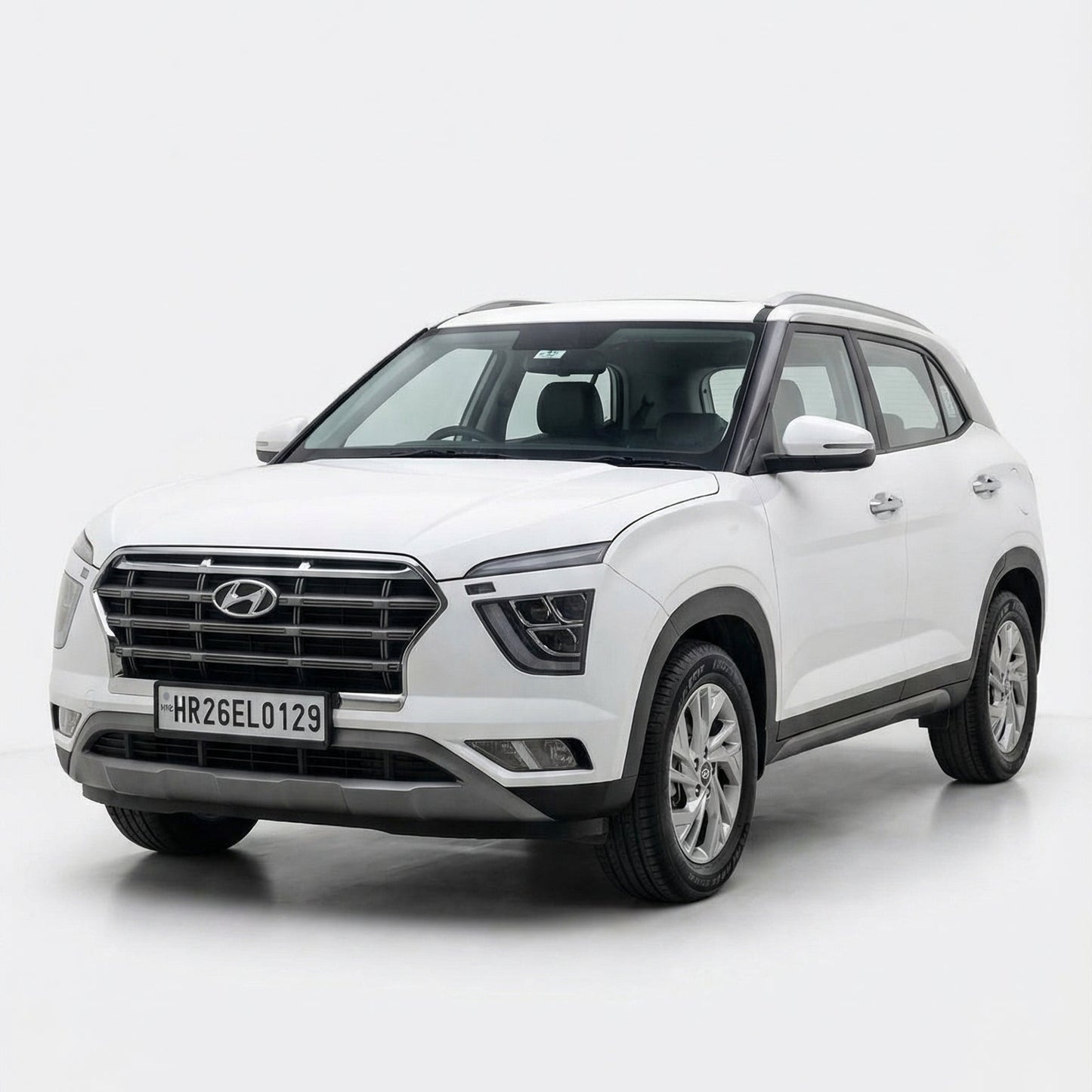 White Hyundai SUV on a white background