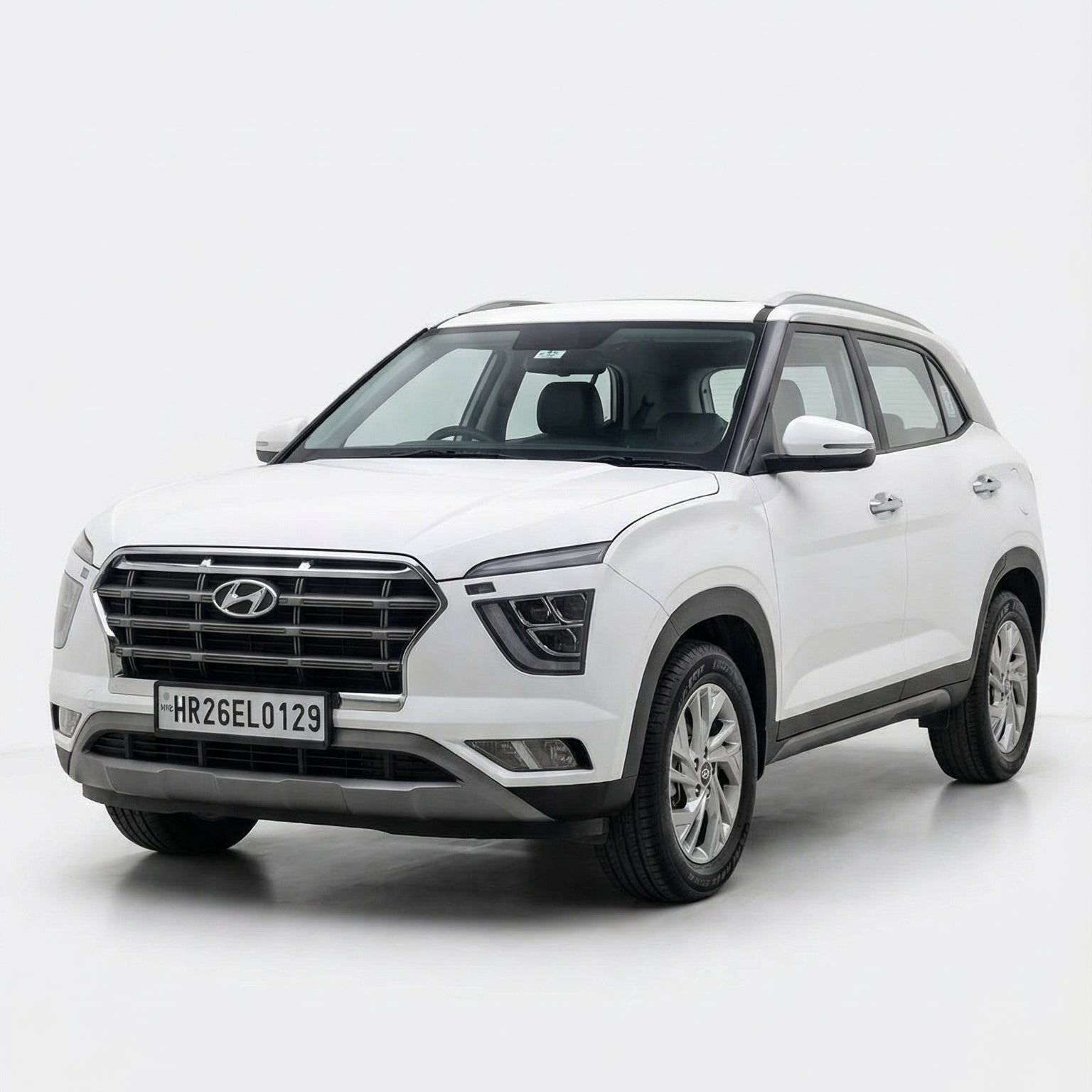White Hyundai SUV on a white background