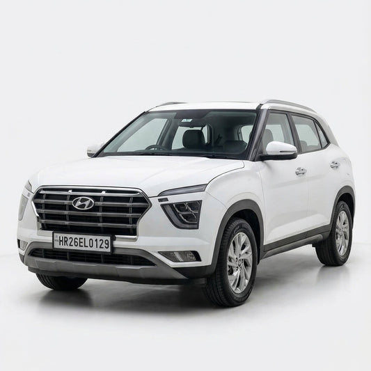White Hyundai SUV on a white background