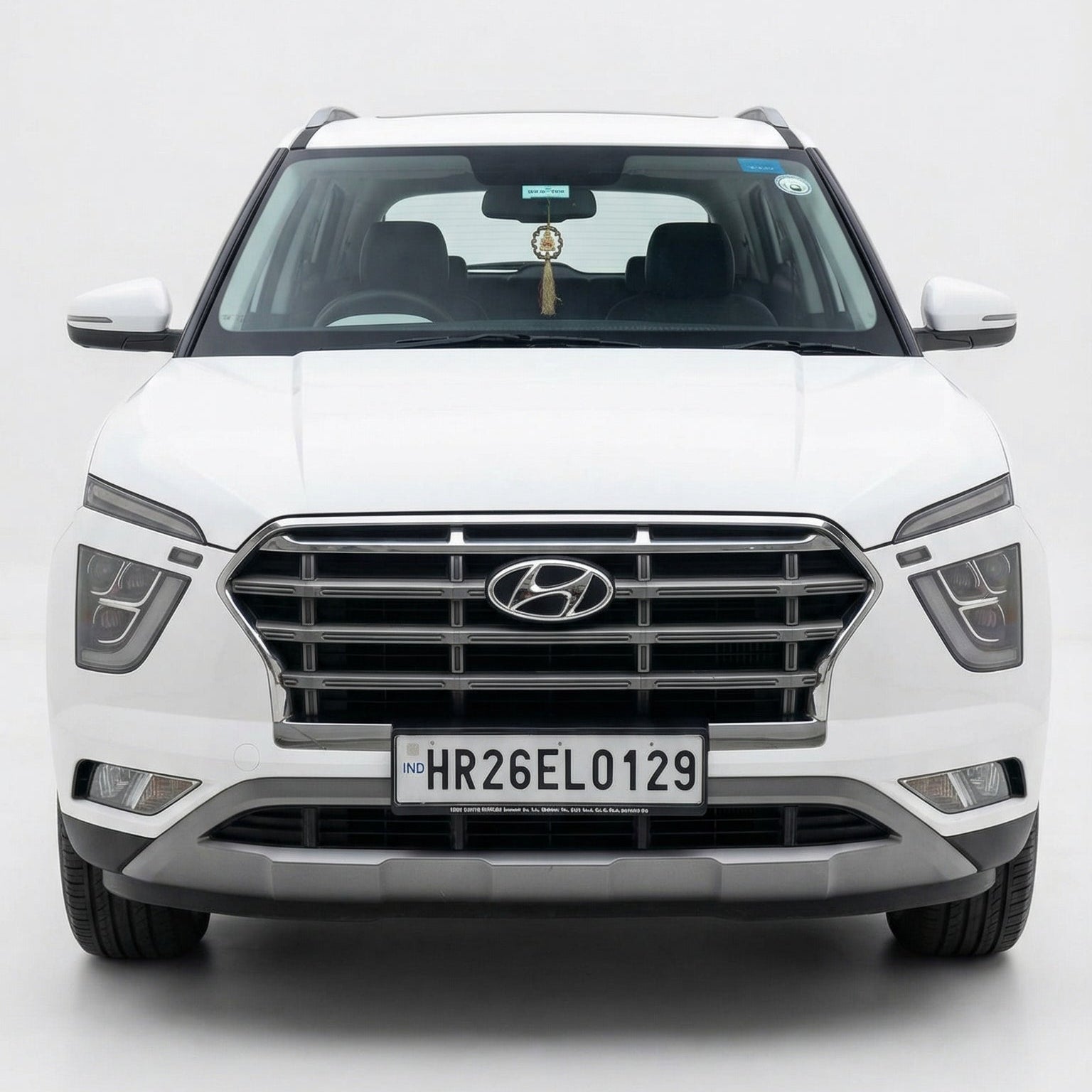 White Hyundai SUV on a white background