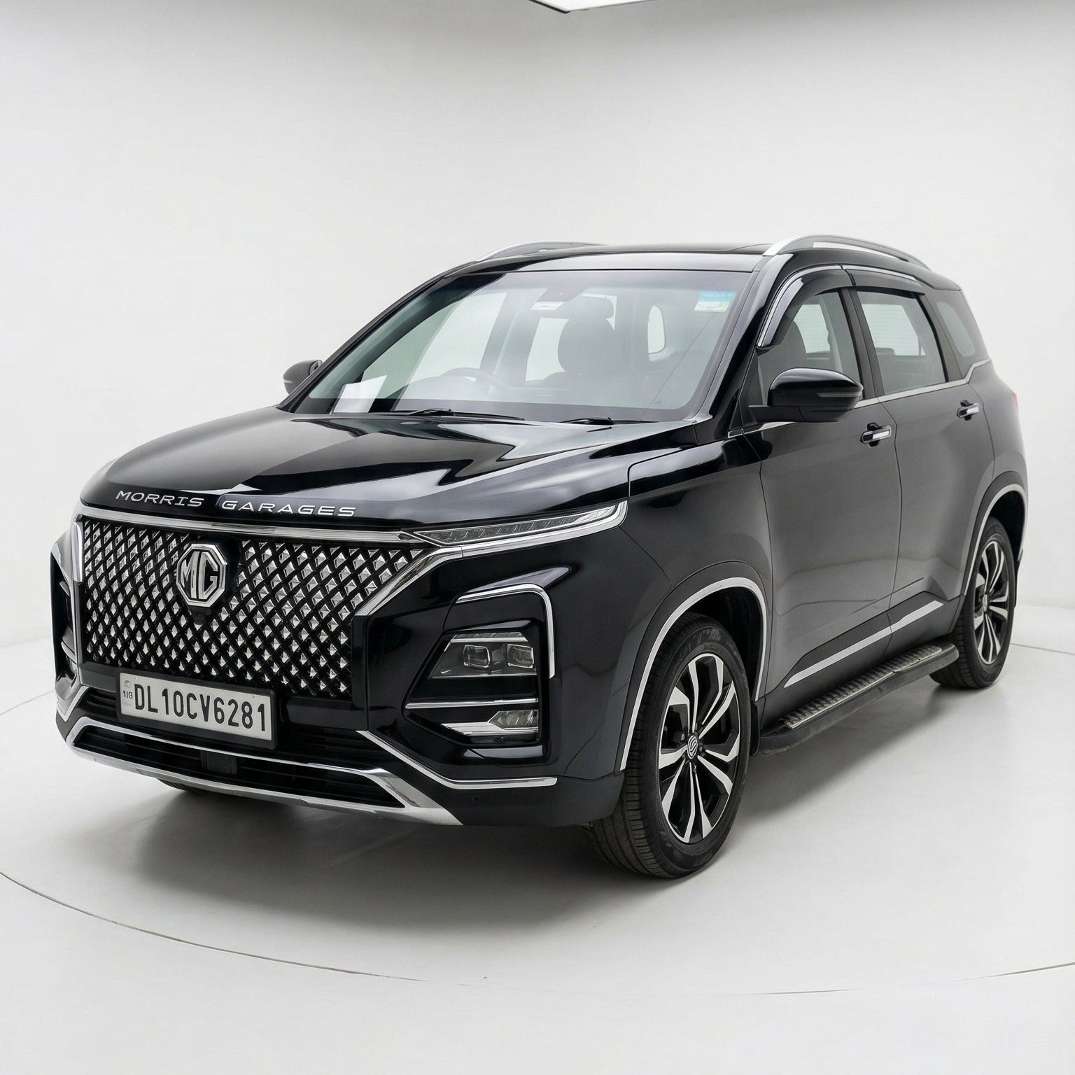 Black SUV on a white background