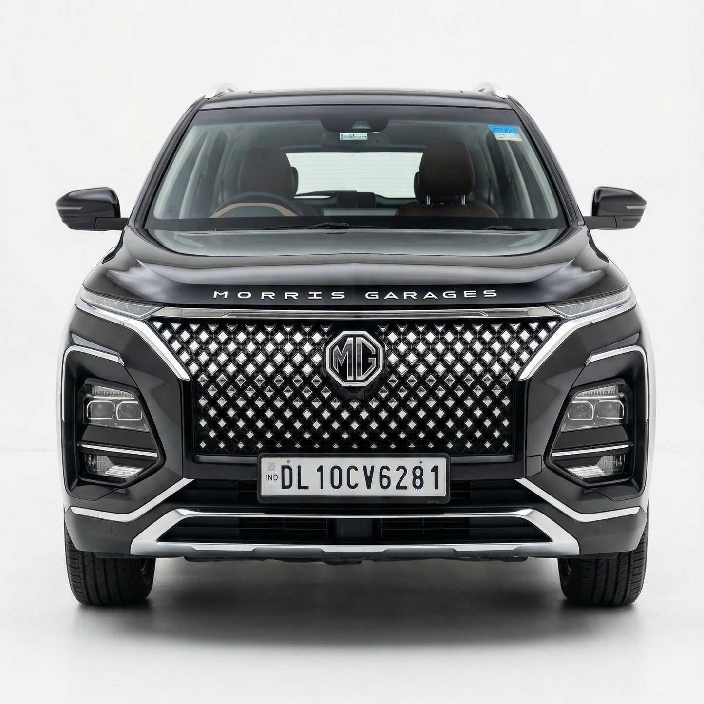 Black SUV with visible branding on a white background