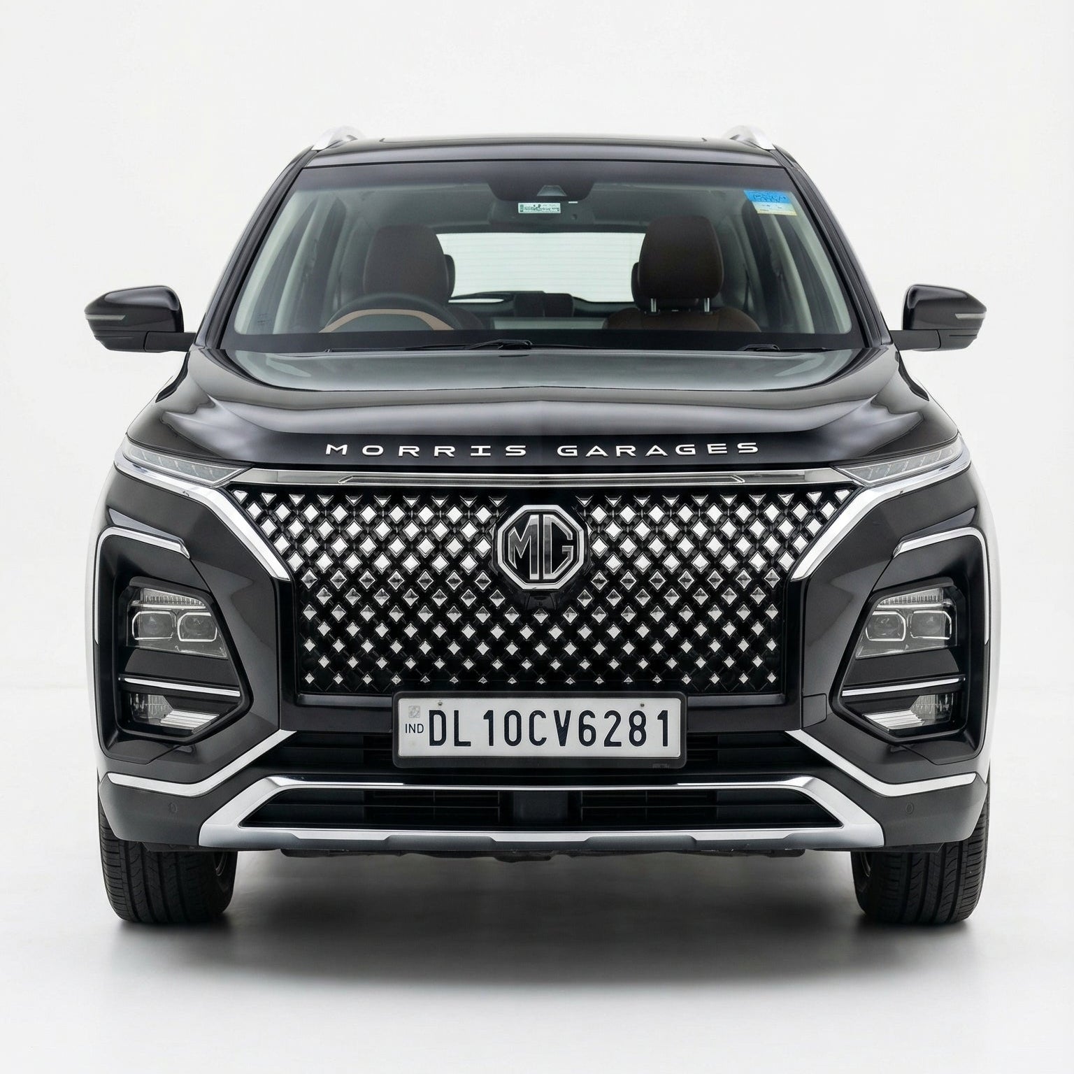 Black SUV with visible branding on a white background