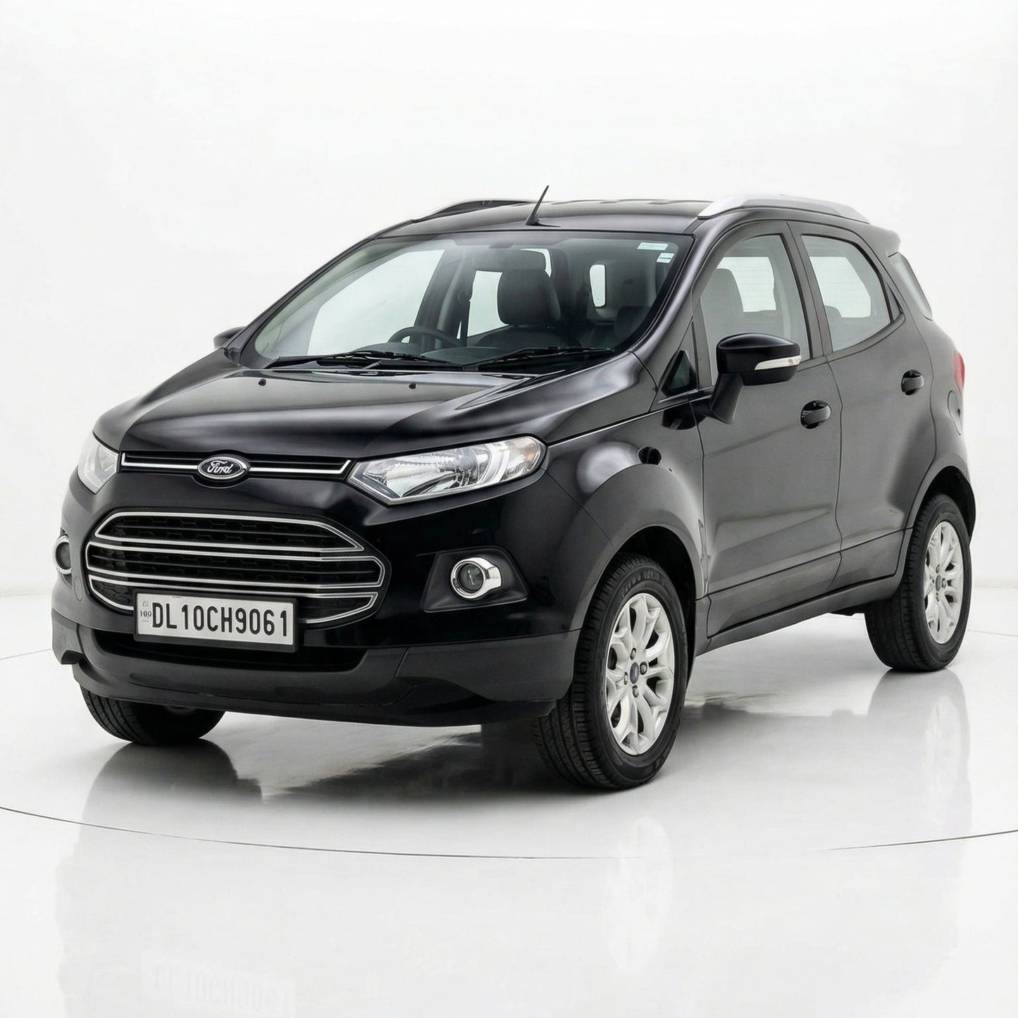 Black Ford Ecosport on a white background