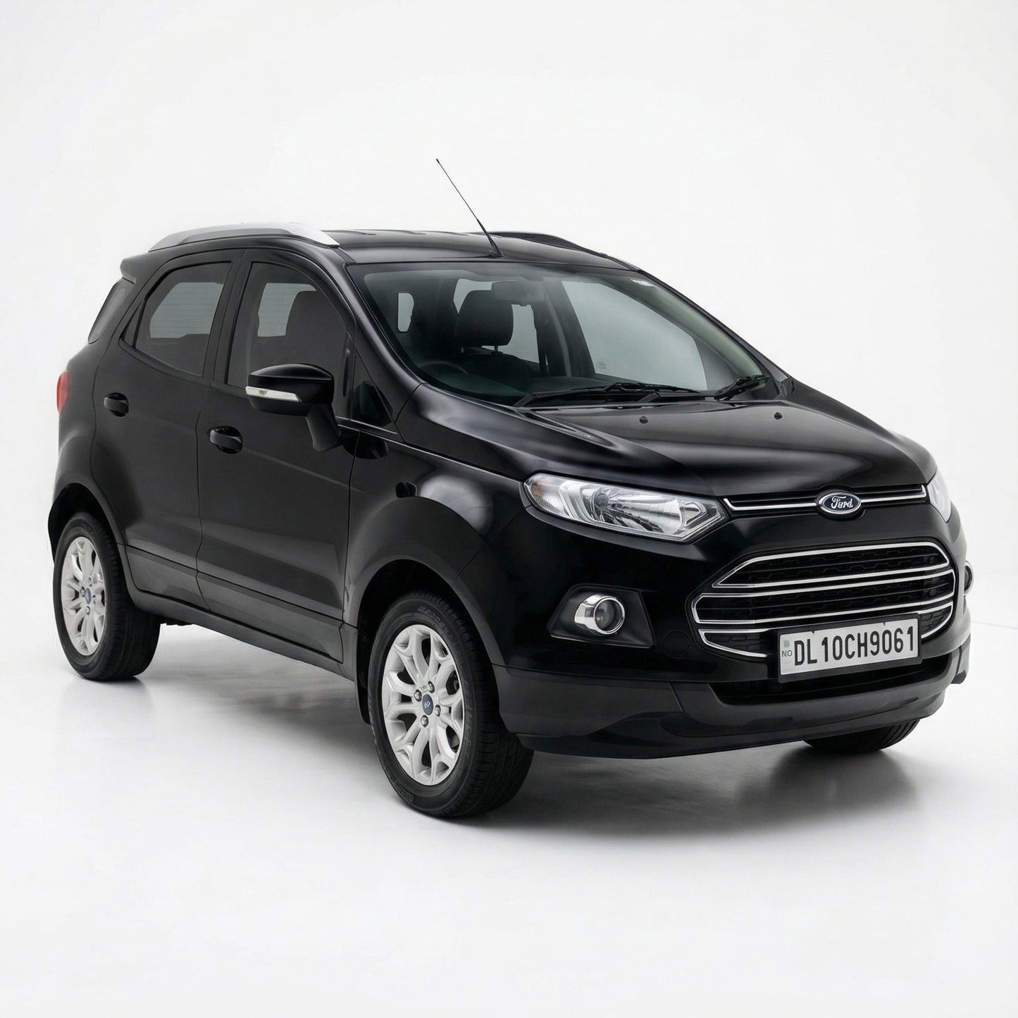 Black Ford EcoSport SUV on a white background