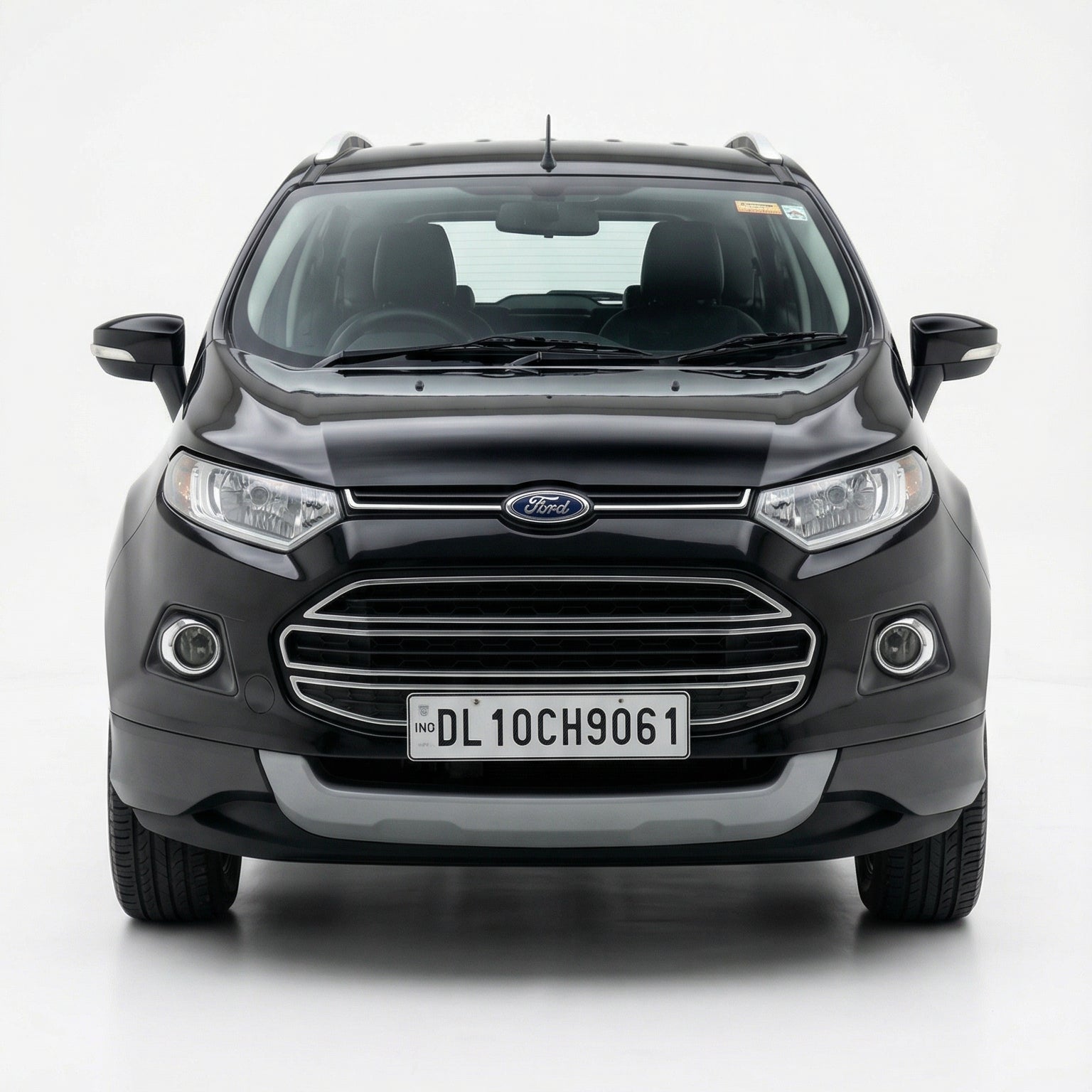 Black Ford car on a white background