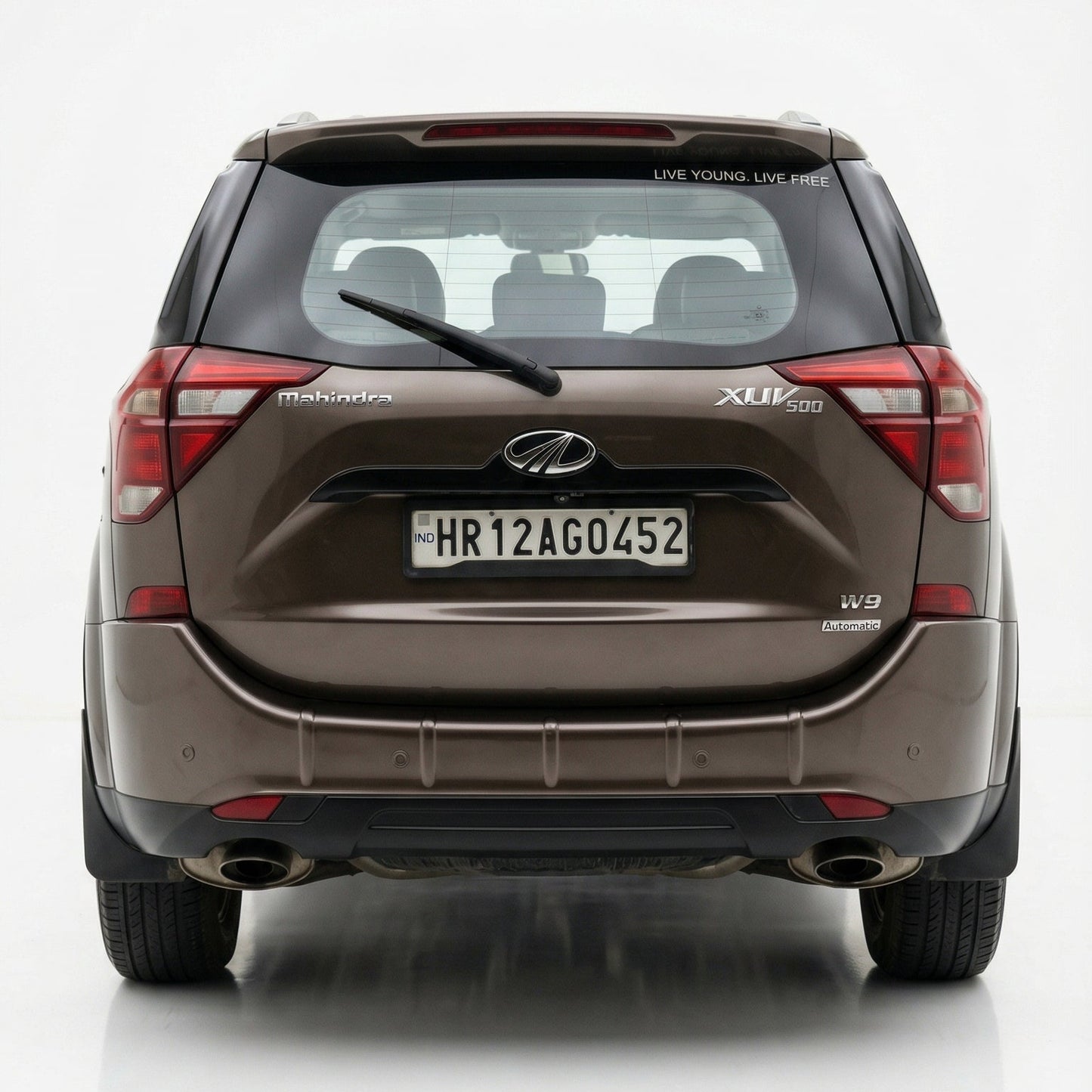 Back view of a car on a white background