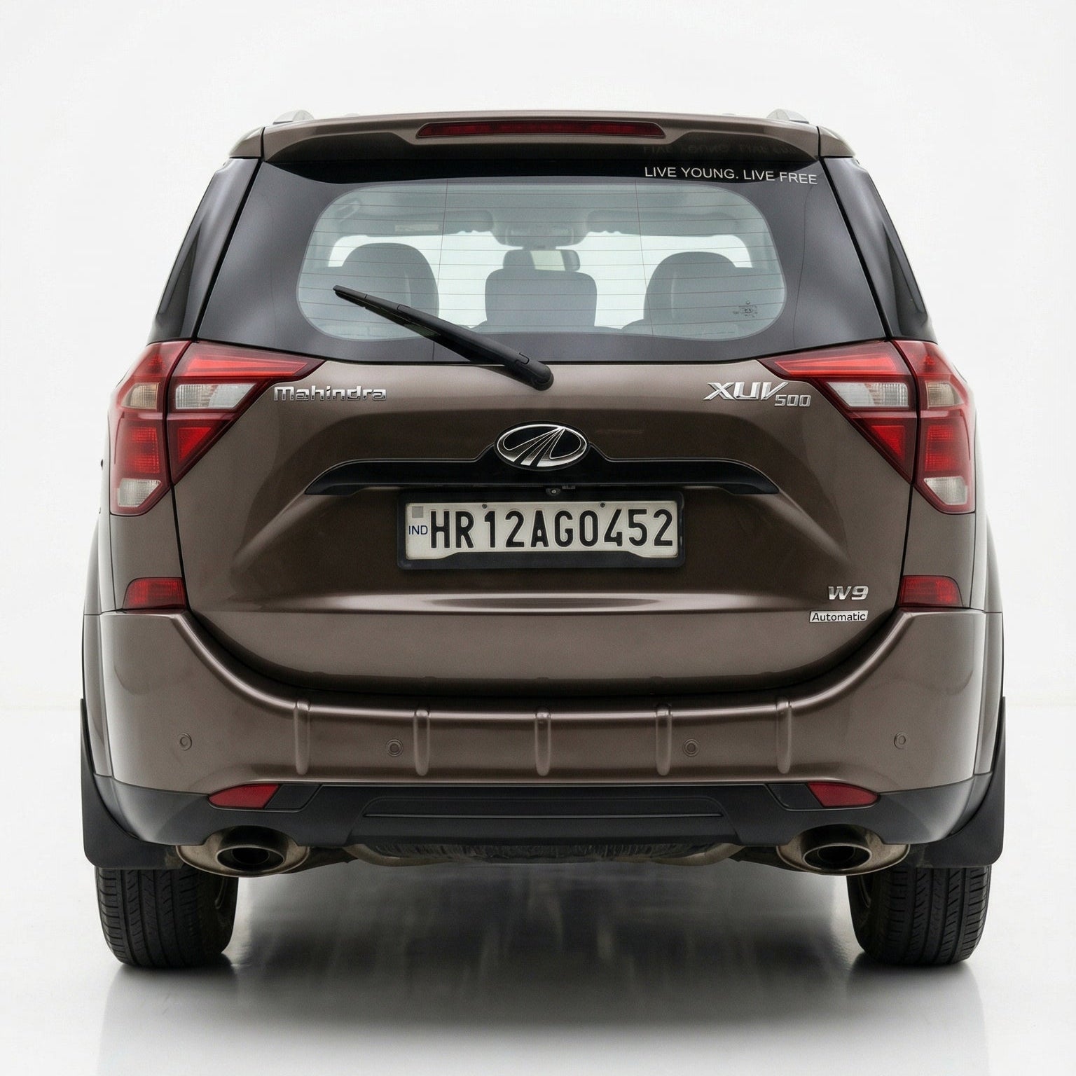 Back view of a car on a white background