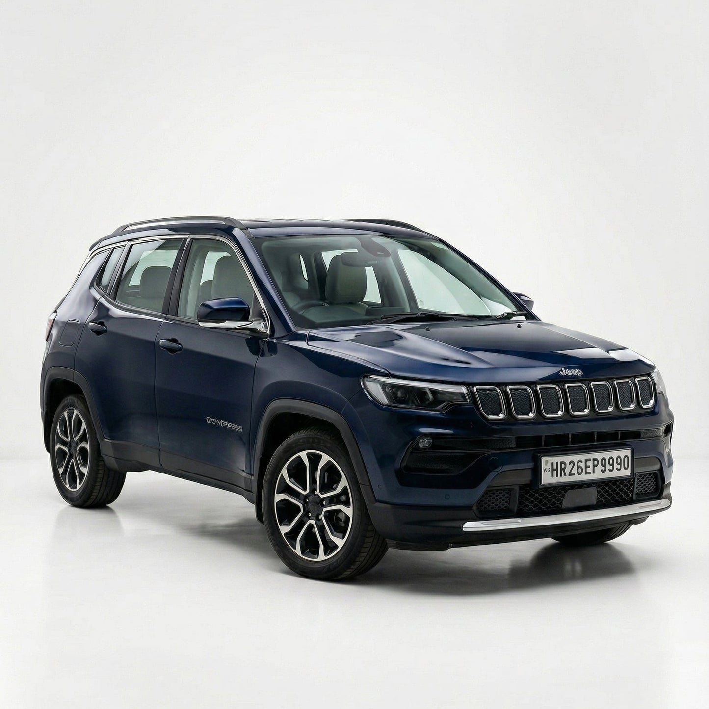 Blue SUV on a white background