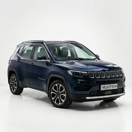 Blue SUV on a white background