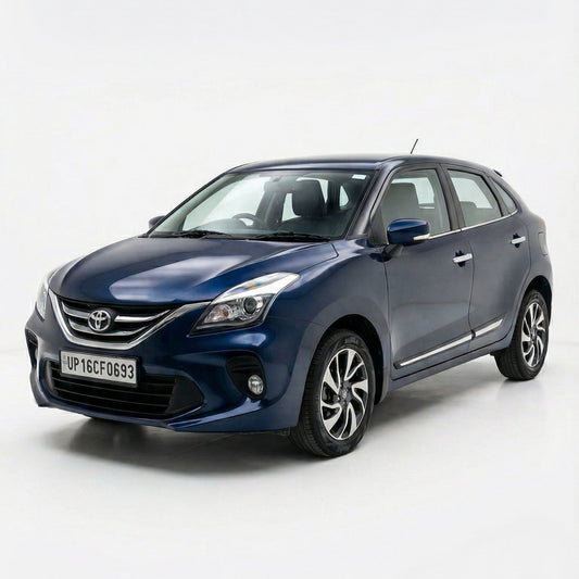 Blue Toyota car on a white background