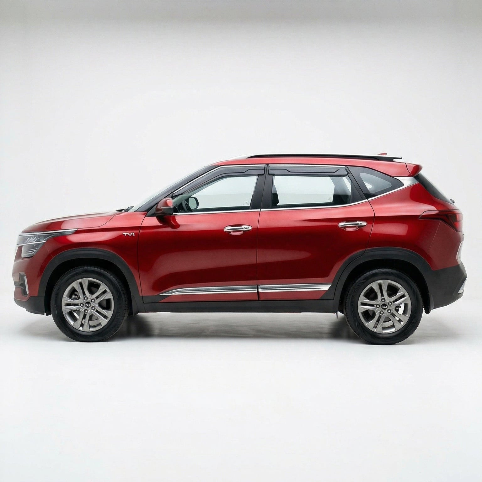 Red SUV on a white background
