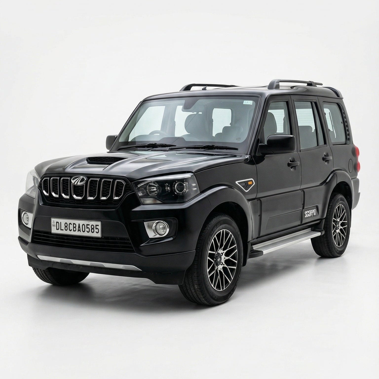 Black SUV on a white background